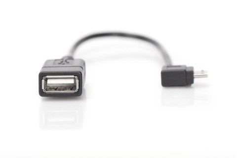Kabel adapter USB 2.0 HighSpeed OTG Typ microUSB B kątowy/USB A M/Ż 0,15m Czarny