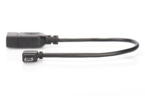 Kabel adapter USB 2.0 HighSpeed OTG Typ microUSB B kątowy/USB A M/Ż 0,15m Czarny