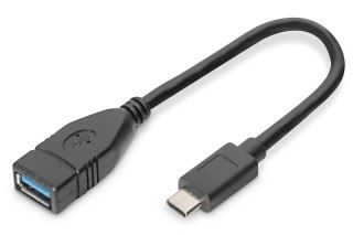Kabel adapter USB 3.1 Gen 1 SuperSpeed OTG Typ USB C/USB A M/Ż 0,15m Czarny