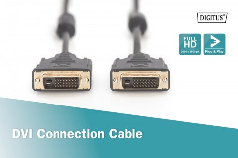 Kabel połączeniowy DVI-D DualLink WQXGA 30Hz HD Typ DVI-D (24+1)/DVI-D (24+1) M/M 10m Czarny