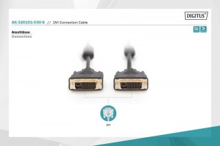 Kabel połączeniowy DVI-D DualLink WQXGA 30Hz Typ DVI-D (24+1)/DVI-D (24+1) M/M 3m Czarny