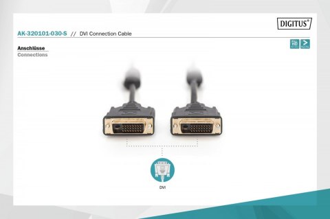 Kabel połączeniowy DVI-D DualLink WQXGA 30Hz Typ DVI-D (24+1)/DVI-D (24+1) M/M 3m Czarny Kabel połączeniowy DVI-D DualLink WQXGA 30Hz Typ DVI-D (24+1)/DVI-D (24+1) M/M 3m Czarny