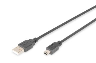 Kabel połączeniowy USB 2.0 HighSpeed "Canon" Typ USB A/miniUSB B (5pin) M/M 1m Czarny