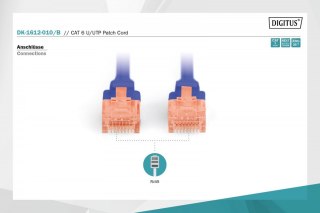 Patch cord U/UTP kat.6 PVC 1m Niebieski