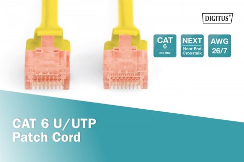 Patch cord U/UTP kat.6 PVC 1m Żółty Patch cord U/UTP kat.6 PVC 1m Żółty