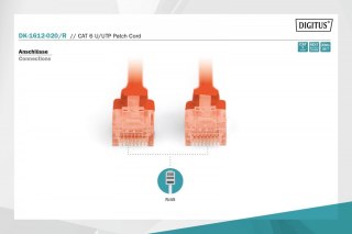 Patch cord U/UTP kat.6 PVC 2m Czerwony