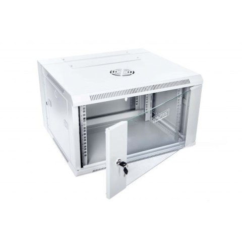 Szafa wisząca dwusekcyjna 19 6U 368/600/550mm, drzwi szklane, szara (RAL7035), zmontowana Szafa wisząca dwusekcyjna 19 6U 368/600/550mm, drzwi szklane, szara (RAL7035), zmontowana
