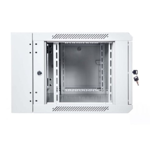 Szafa wisząca dwusekcyjna 19 6U 368/600/550mm, drzwi szklane, szara (RAL7035), zmontowana Szafa wisząca dwusekcyjna 19 6U 368/600/550mm, drzwi szklane, szara (RAL7035), zmontowana