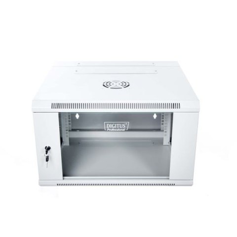 Szafa wisząca dwusekcyjna 19 6U 368/600/550mm, drzwi szklane, szara (RAL7035), zmontowana Szafa wisząca dwusekcyjna 19 6U 368/600/550mm, drzwi szklane, szara (RAL7035), zmontowana