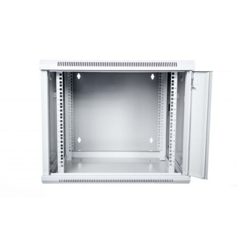 Szafa wisząca dwusekcyjna 19 9U 501/600/550mm, drzwi szklane, szara (RAL 7035), zmontowana Szafa wisząca dwusekcyjna 19 9U 501/600/550mm, drzwi szklane, szara (RAL 7035), zmontowana
