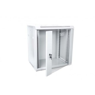 Szafa wisząca jednosekcyjna 19 12U 635/600/450mm, drzwi szklane, szara (RAL 7035), zmontowana