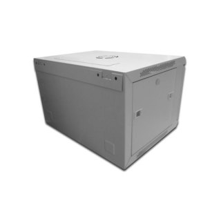 Szafa wisząca jednosekcyjna 19 cali 6U 368/600/450mm, drzwi szklane, szara (RAL7035), zmontowana