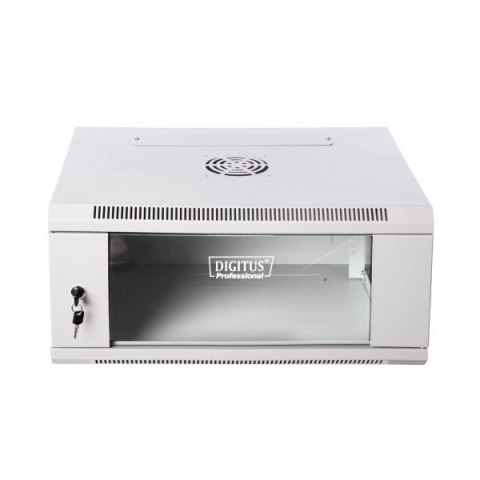 Szafa wisząca jednosekcyjna 19 cali 6U 368/600/450mm, drzwi szklane, szara (RAL7035), zmontowana Szafa wisząca jednosekcyjna 19 cali 6U 368/600/450mm, drzwi szklane, szara (RAL7035), zmontowana