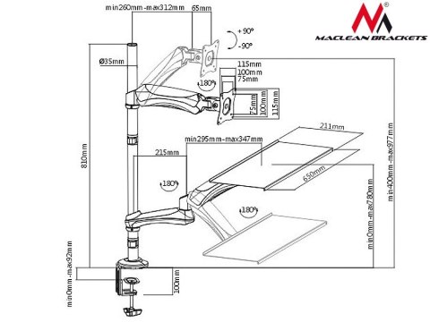 Uchwyt do monitora oraz klawiatury MC-681