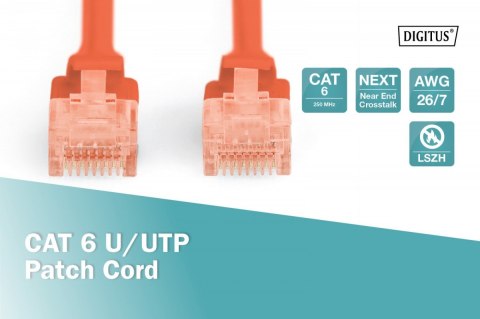 Patch cord nieekranowany U/UTP Kat.6 AWG 26/7 miedź LSOH 0,5m Czerwony