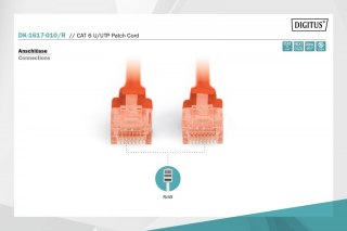 Patch cord nieekranowany U/UTP Kat.6 AWG 26/7 miedź LSOH 1m Czerwony