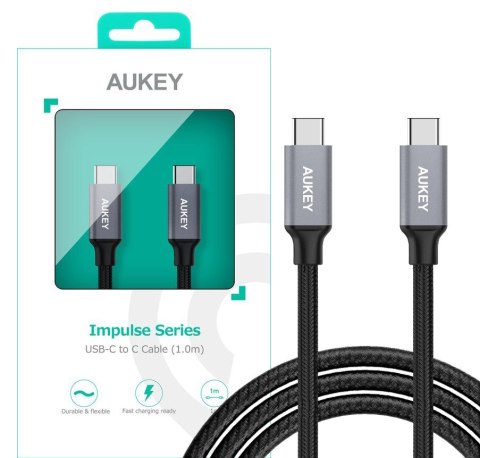 CB-CD5 kabel USB-C - USB-C 1m 60W PD 3A 20V nylonowy oplot czarny CB-CD5 kabel USB-C - USB-C 1m 60W PD 3A 20V nylonowy oplot czarny