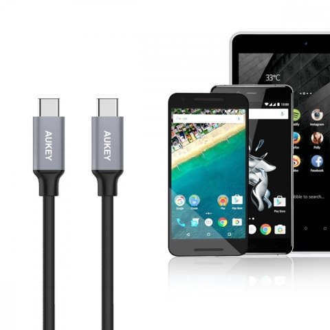 CB-CD5 kabel USB-C - USB-C 1m 60W PD 3A 20V nylonowy oplot czarny CB-CD5 kabel USB-C - USB-C 1m 60W PD 3A 20V nylonowy oplot czarny