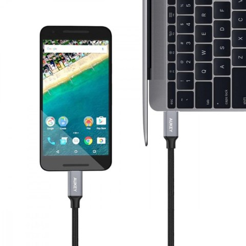 CB-CD5 kabel USB-C - USB-C 1m 60W PD 3A 20V nylonowy oplot czarny CB-CD5 kabel USB-C - USB-C 1m 60W PD 3A 20V nylonowy oplot czarny