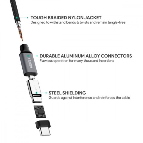 CB-CD5 kabel USB-C - USB-C 1m 60W PD 3A 20V nylonowy oplot czarny CB-CD5 kabel USB-C - USB-C 1m 60W PD 3A 20V nylonowy oplot czarny