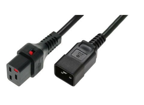 Kabel zasilający serwerowy blokada IEC LOCK 3x1,5mm2 C20 prosty/C19 prosty M/Ż 1m Czarny Kabel zasilający serwerowy blokada IEC LOCK 3x1,5mm2 C20 prosty/C19 prosty M/Ż 1m Czarny