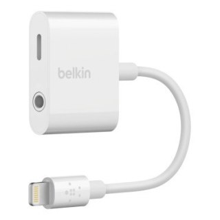 Adapter przejsciówka Lightning do miniJack/Lightning 0,15m biały