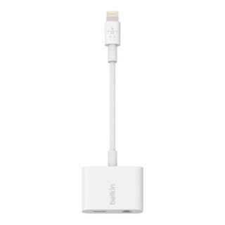 Adapter przejsciówka Lightning do miniJack/Lightning 0,15m biały