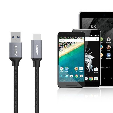 CB-CD3 kabel USB-C - USB-A 2m 60W PD 3A 20V nylonowy oplot czarny CB-CD3 kabel USB-C - USB-A 2m 60W PD 3A 20V nylonowy oplot czarny