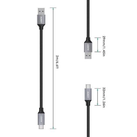 CB-CD3 kabel USB-C - USB-A 2m 60W PD 3A 20V nylonowy oplot czarny CB-CD3 kabel USB-C - USB-A 2m 60W PD 3A 20V nylonowy oplot czarny