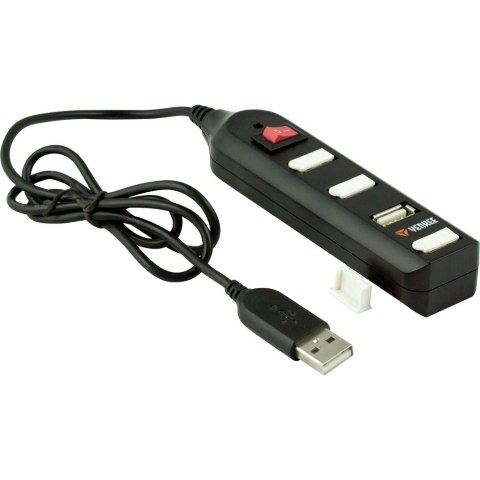 Hub 4x USB 2.0 YHB 4002BK czarny, przełącznik, Plug&Play Hub 4x USB 2.0 YHB 4002BK czarny, przełącznik, Plug&Play