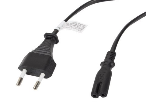 Kabel zasilający EURO (radiowy) CEE 7/16 - IEC 320 C7 1.8M czarny Kabel zasilający EURO (radiowy) CEE 7/16 - IEC 320 C7 1.8M czarny