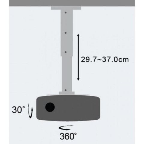 Ramię do projektora 30-37cm sufitowe, 15kg, srebrne Ramię do projektora 30-37cm sufitowe, 15kg, srebrne