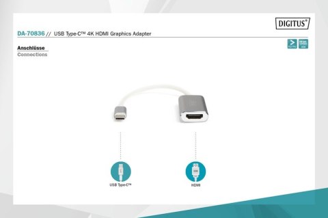 Adapter graficzny HDMI 4K 30Hz UHD na USB 3.0 Typ C, z audio, aluminiowy Adapter graficzny HDMI 4K 30Hz UHD na USB 3.0 Typ C, z audio, aluminiowy
