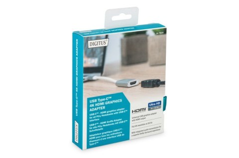 Adapter graficzny HDMI 4K 30Hz UHD na USB 3.0 Typ C, z audio, aluminiowy Adapter graficzny HDMI 4K 30Hz UHD na USB 3.0 Typ C, z audio, aluminiowy