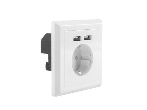 Gniazdko podtynkowe 230V pojedyncze + 2x USB 2.1A schuko