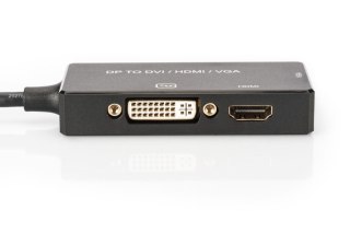 Kabel adapter Displayport 4K 30Hz/1080p 60Hz Typ DP/HDMI(UHD)+DVI-I+VGA (FHD) M/Ż 0,20m Czarny