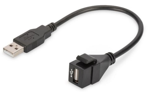 Moduł Keystone USB 2.0 z kablem 16cm, łącznik do gniazd i pustych paneli, żeński/męski, Czarny Moduł Keystone USB 2.0 z kablem 16cm, łącznik do gniazd i pustych paneli, żeński/męski, Czarny