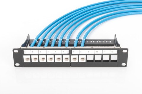 Patch panel 10, 12 port Keystone, pusty, Czarny Patch panel 10, 12 port Keystone, pusty, Czarny