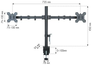 Podwójne ramię biurkowe LED/LCD 13-27 cali 2x10kg VESA regulowane