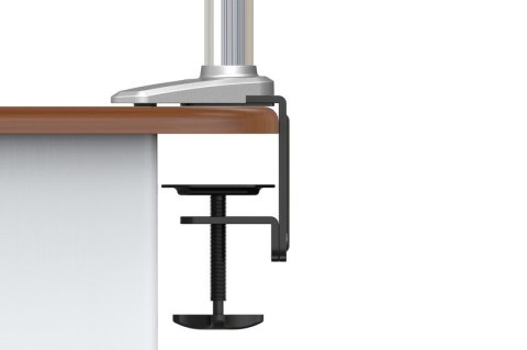 Ramię biurkowe podwójne z zaciskiem, regulowany, 2xLCD, max. 27", max. 8kg, uchylno-obrotowe 360°
