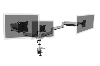 Ramię biurkowe potrójne z zaciskiem, regulowane, 3xLCD, max. 27", max. 6kg, uchylno-obrotowe 360°