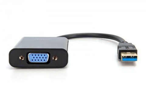 Adapter graficzny VGA 1080p FHD na USB 3.0, aluminiowy, czarny Adapter graficzny VGA 1080p FHD na USB 3.0, aluminiowy, czarny