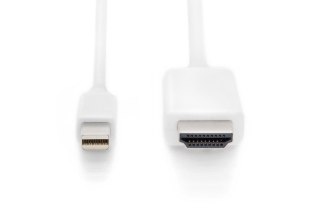 Kabel adapter Displayport 1.2 4K 60Hz UHD Typ miniDP/HDMI A M/M Biały 2m