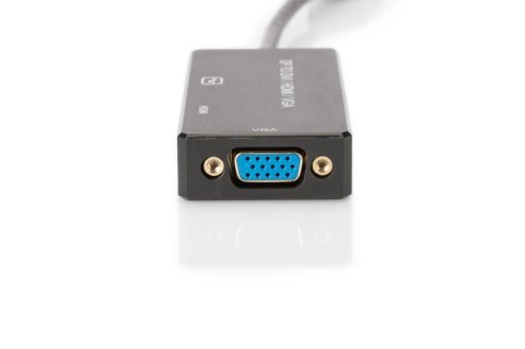 Kabel adapter Displayport 4K 30Hz/1080p 60Hz Typ DP/HDMI(UHD)+DVI-I+VGA (FHD) M/Ż 0,20m Czarny Kabel adapter Displayport 4K 30Hz/1080p 60Hz Typ DP/HDMI(UHD)+DVI-I+VGA (FHD) M/Ż 0,20m Czarny