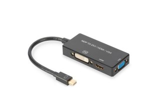 Kabel adapter Displayport 4K 30Hz/1080p 60Hz Typ miniDP/HDMI(UHD)+DVI-I+VGA (FHD) M/Ż 0,20m Czarny