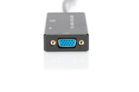 Kabel adapter Displayport 4K 30Hz/1080p 60Hz Typ miniDP/HDMI(UHD)+DVI-I+VGA (FHD) M/Ż 0,20m Czarny