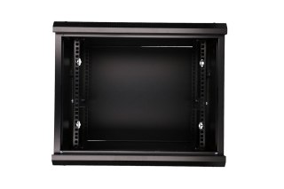 Szafka wisząca rack 9U 600x450 czarna szklane drzwi