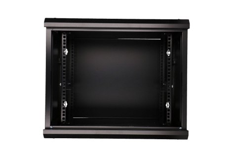 Szafka wisząca rack 9U 600x450 czarna szklane drzwi