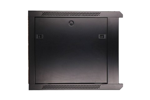 Szafka wisząca rack 9U 600x450 czarna szklane drzwi
