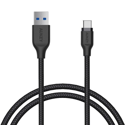 CB-AC1 kabel USB-C - USB-A 1.2m 60W PD 3A 5Gbps 20V FCP AFC Quick Charge nylonowy oplot czarny